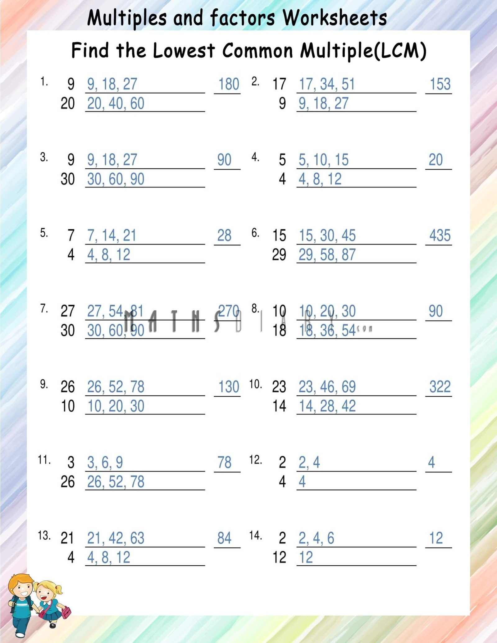 Finding Lowest Common Multiples Worksheets Math Worksheets MathsDiary