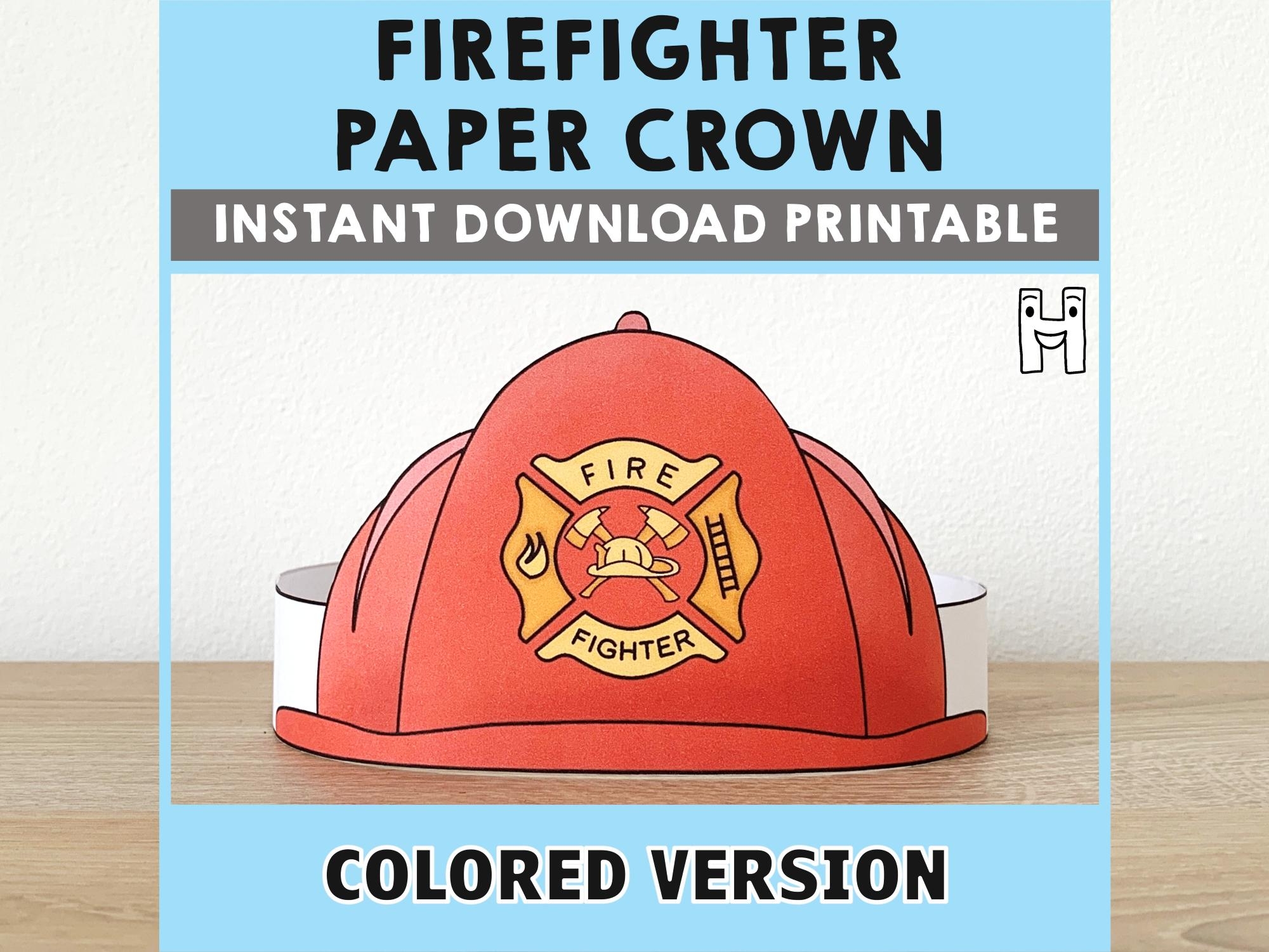 Firefighter Helmet Paper Crown Party Template Printable Kids Craft Firefighter Helmet Paper Crown Party Template Printable Kids Craft