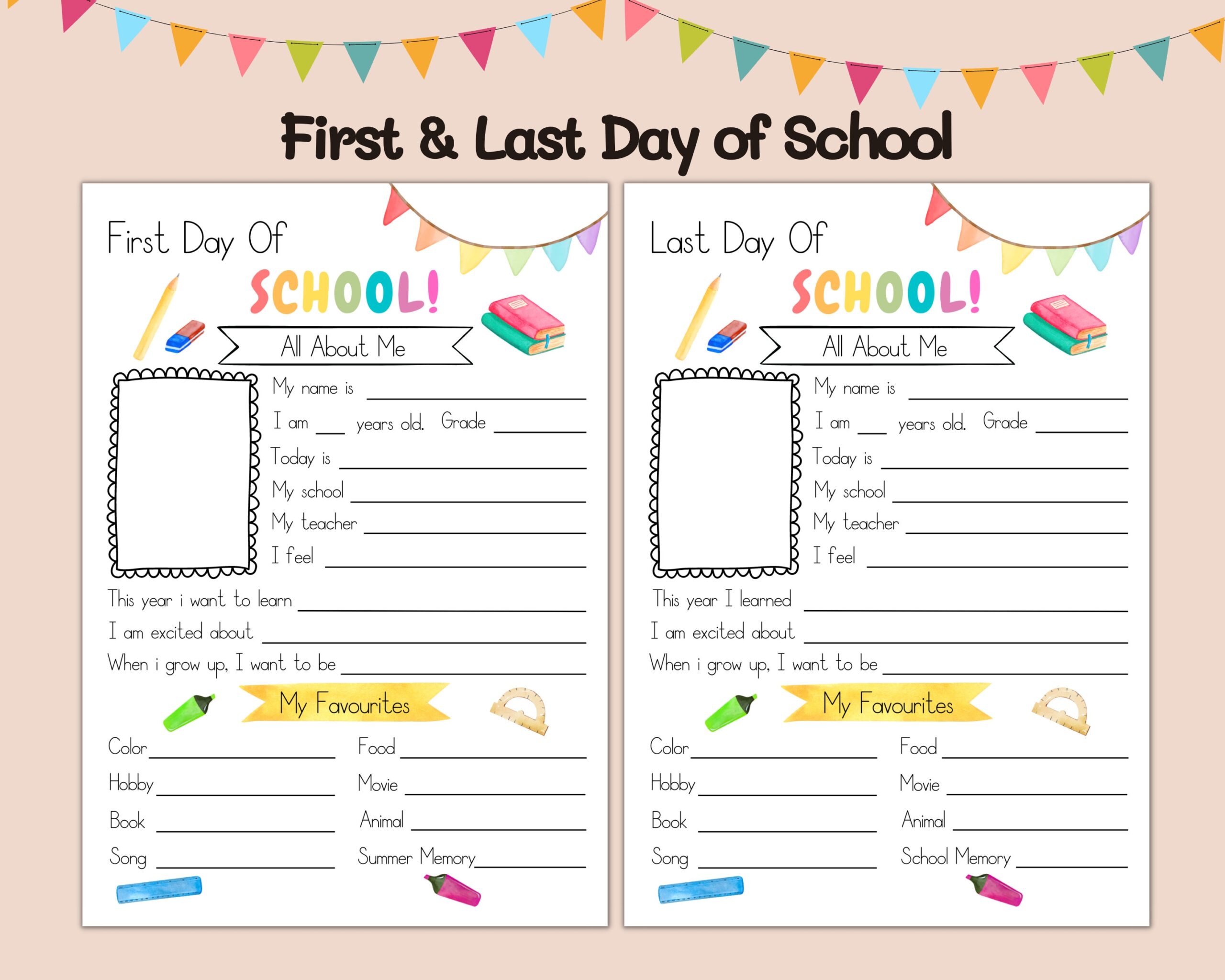 First And Last Day Of School Printable Back To School 