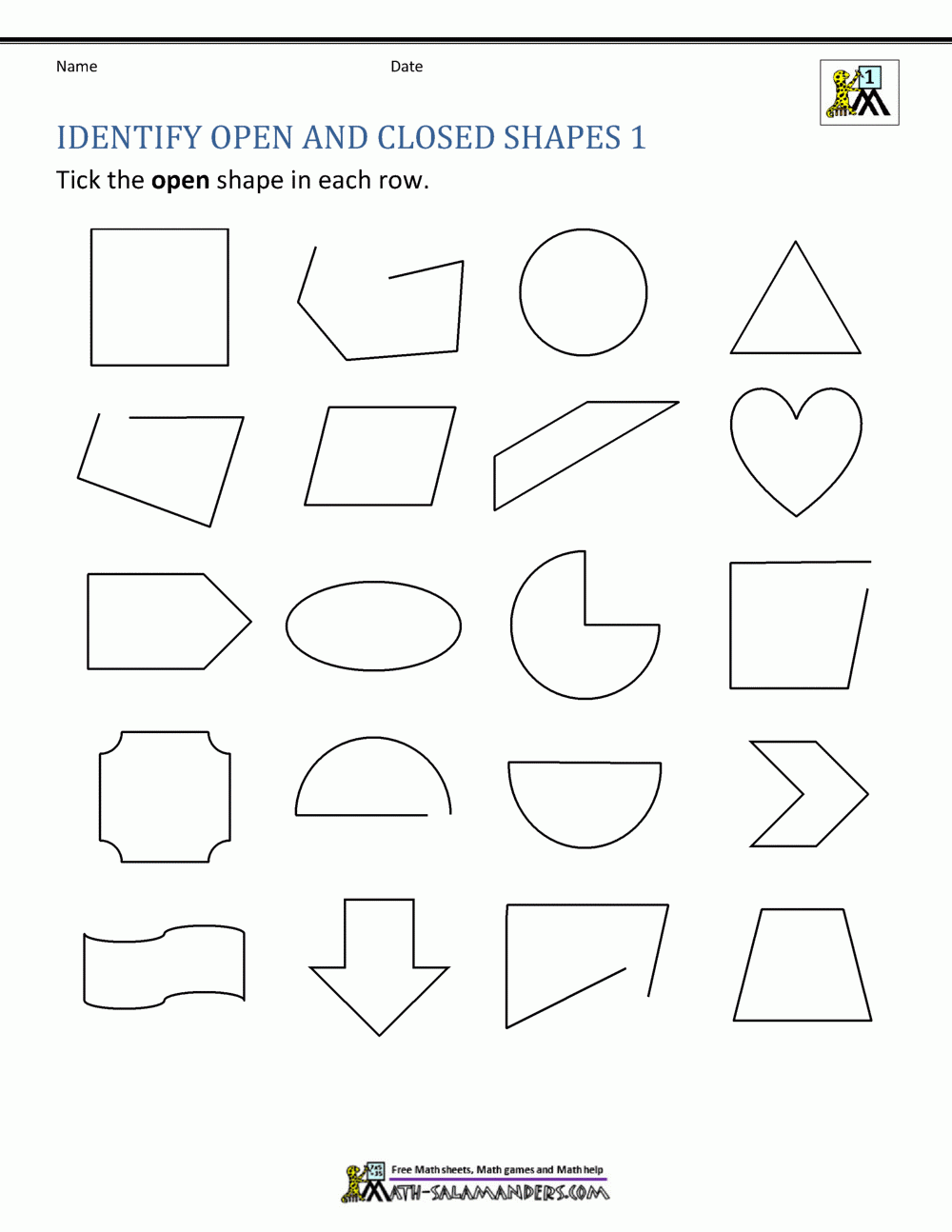 1st Grade Geometry Printable Worksheets