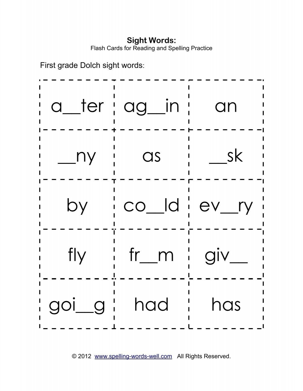 First Grade Sight Words Spelling Words Well First Grade Sight Words Spelling Words Well