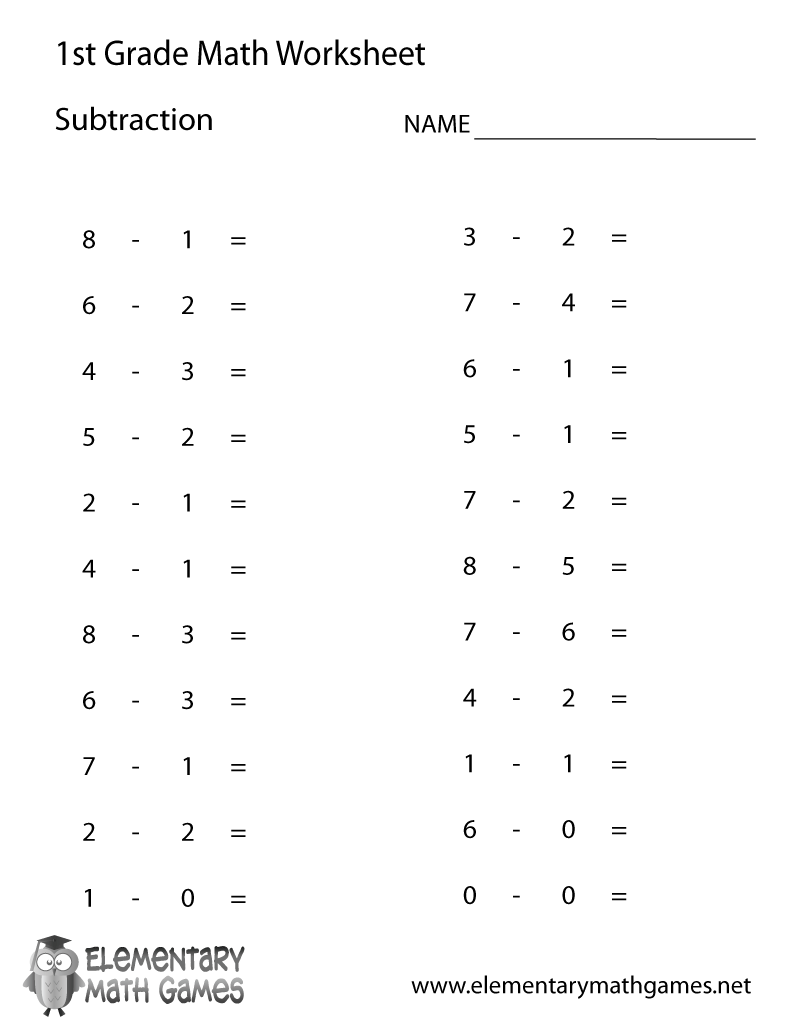 Printable Easy Subtraction Worksheets
