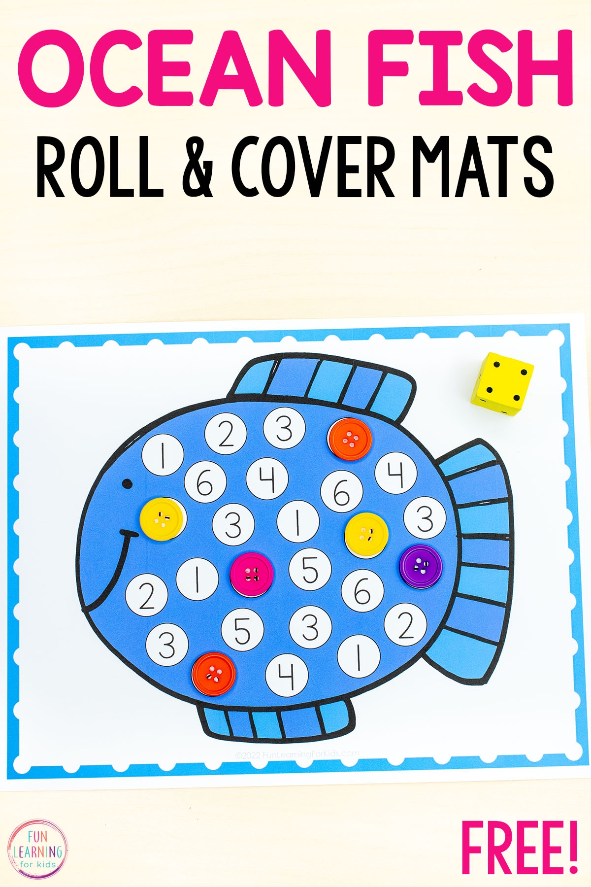 Fish Roll And Cover Number Mats Free Printable