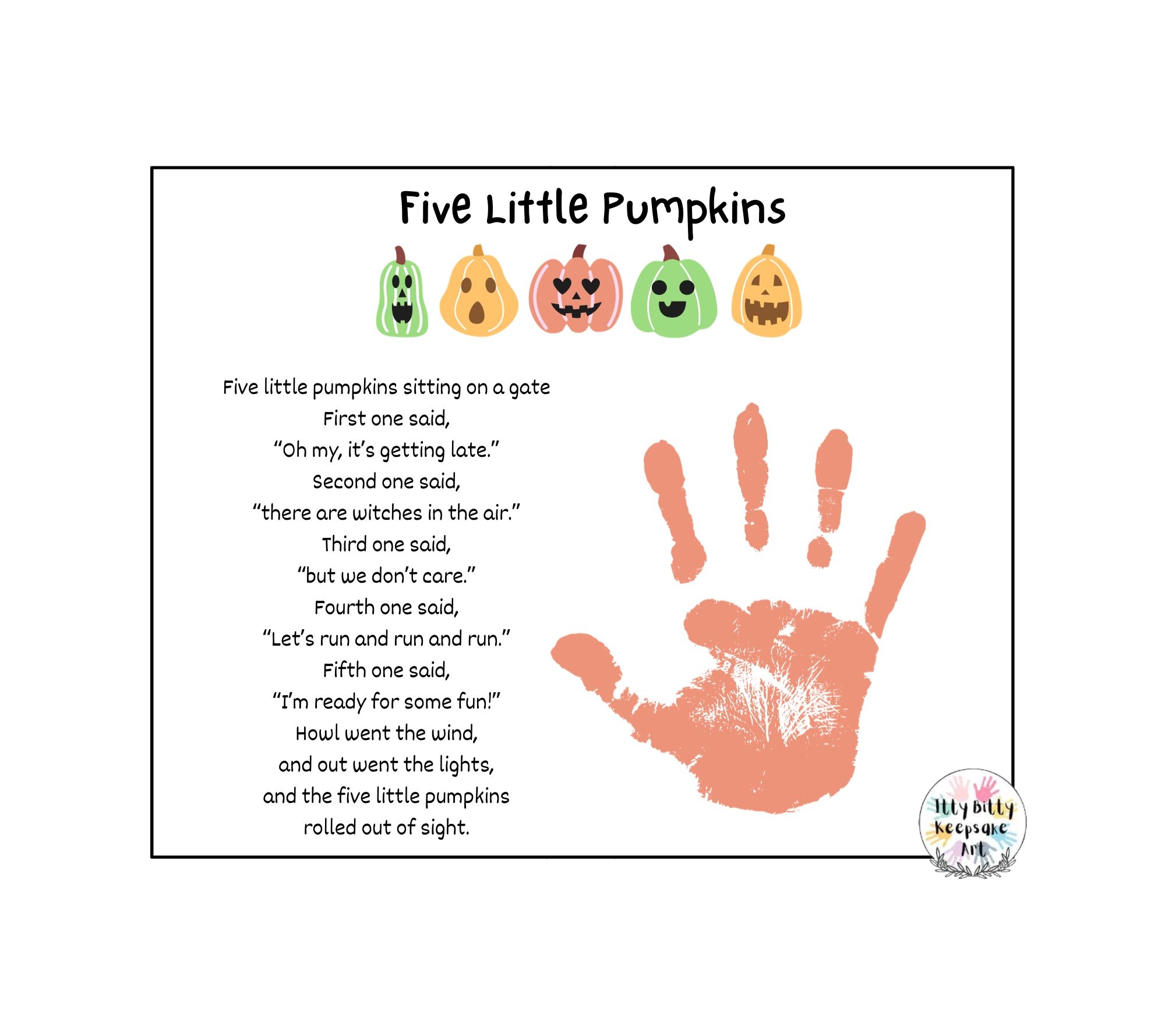 Preschool Five Little Pumpkins Printable