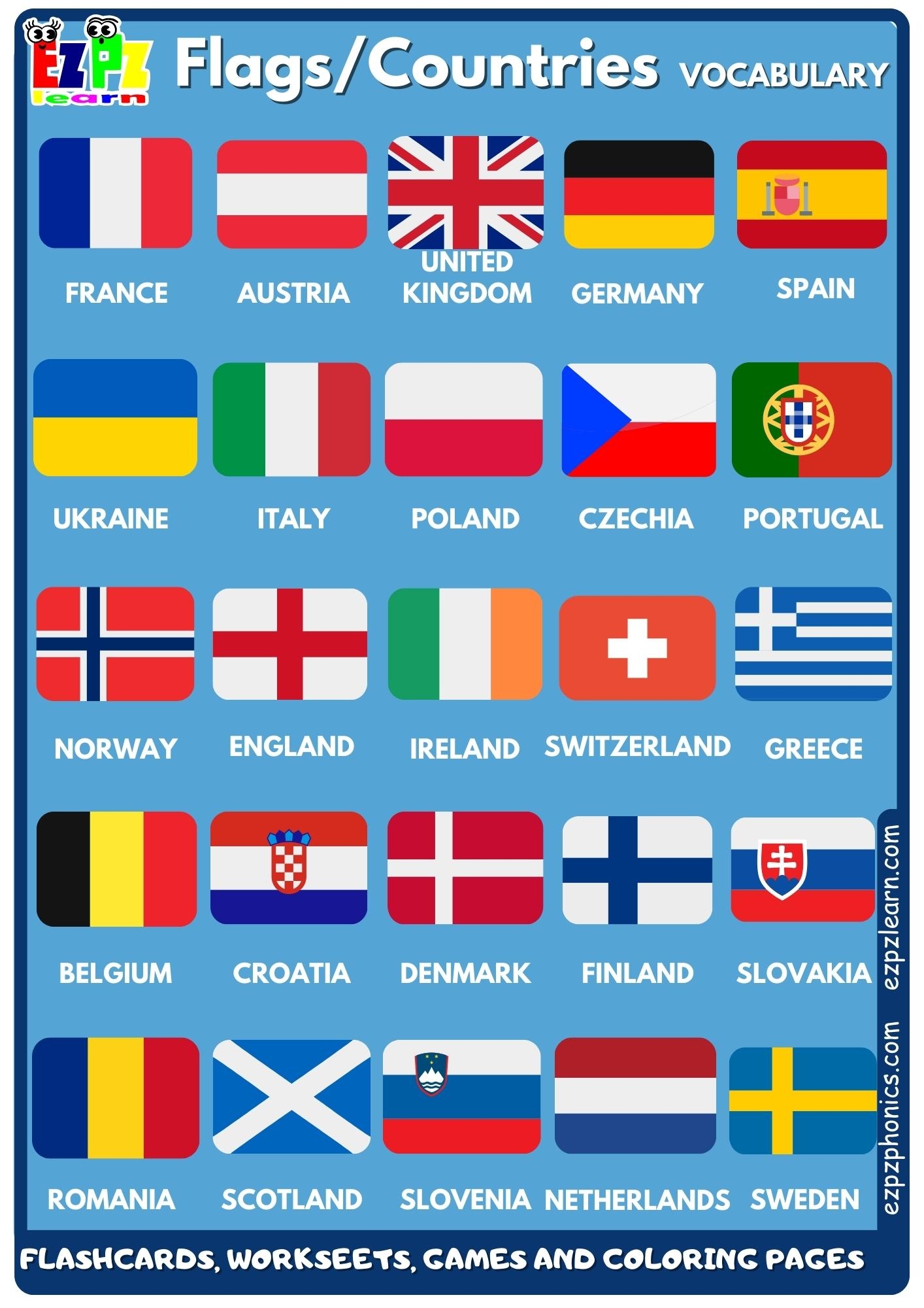 Flags And Countries Vocabulary Free English Vocabulary Resources Flashcards Worksheets Coloring Pages Games And More For ESL Ezpzlearn Flags And Countries Vocabulary Free English Vocabulary Resources Flashcards Worksheets Coloring Pages Games And More For ESL Ezpzlearn