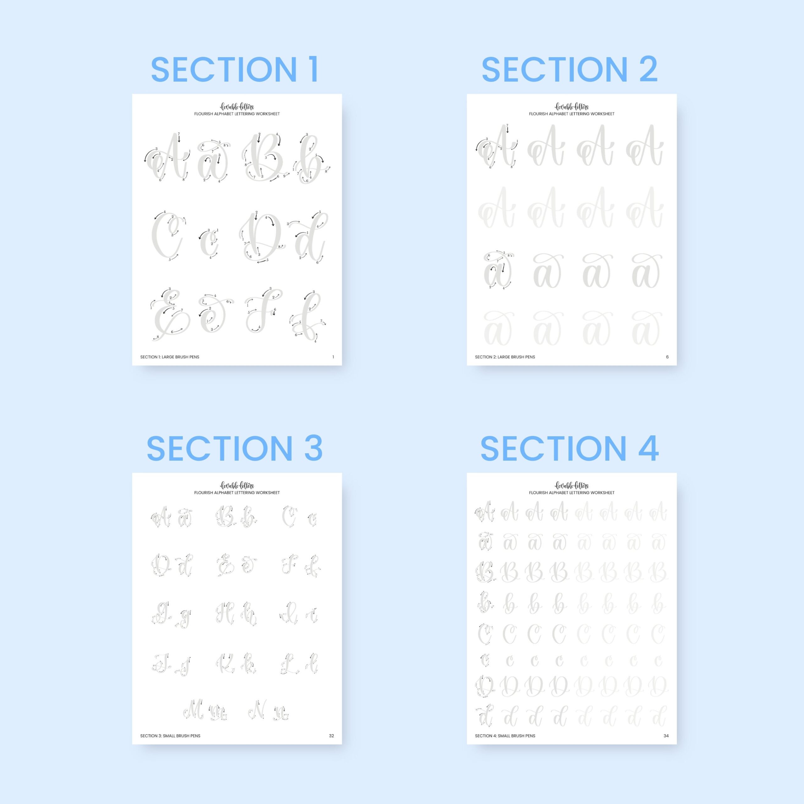 Flourish Alphabet Lettering Worksheet