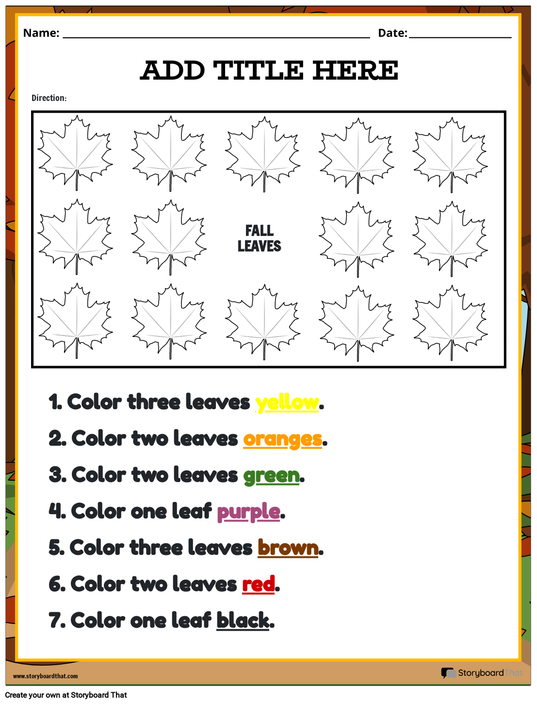 Following Directions Worksheets Storyboard That