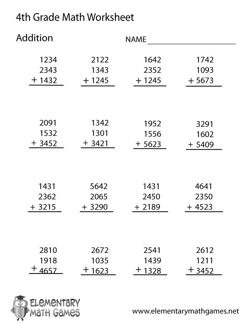 Printable Worksheets For 4th Graders Math