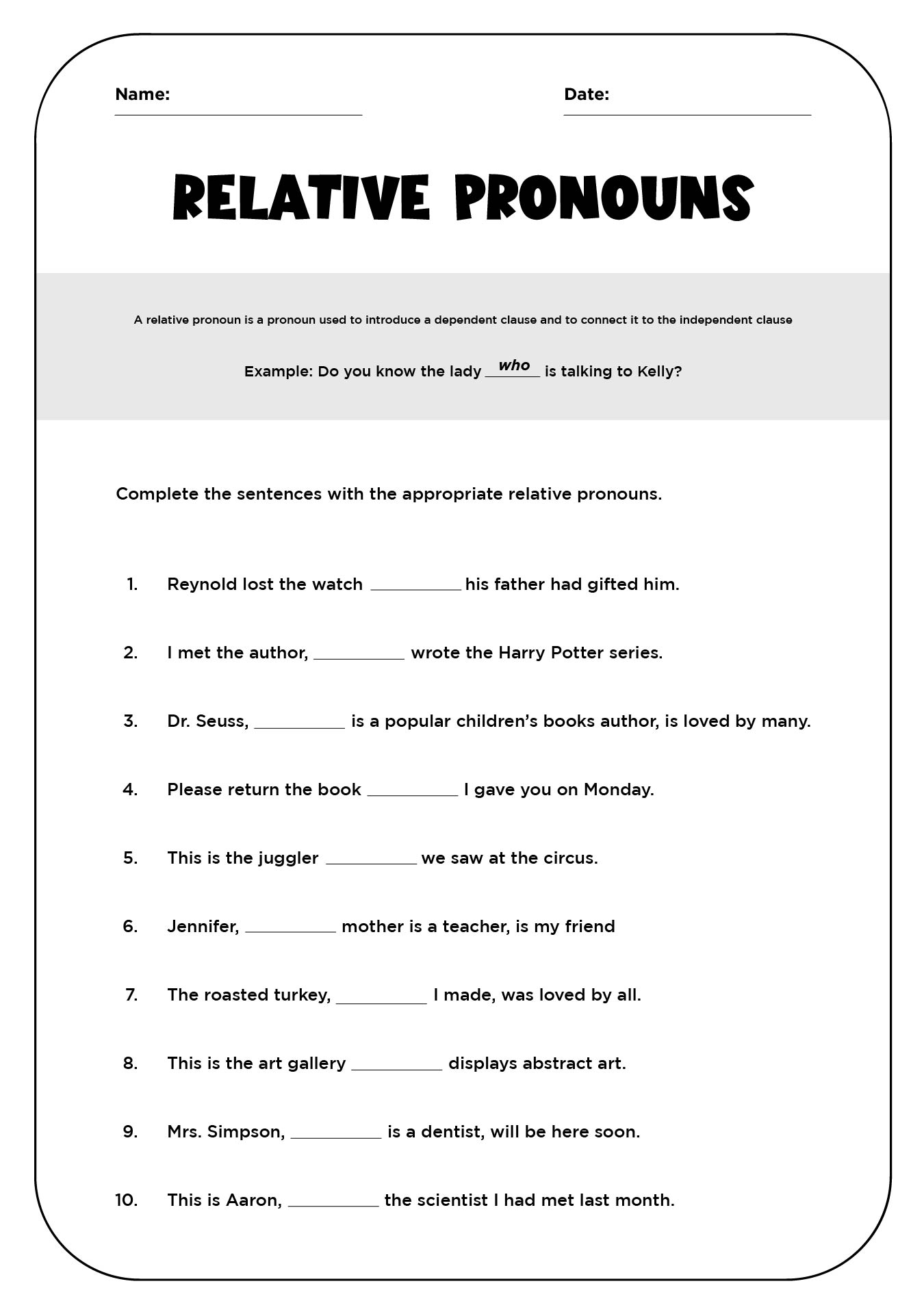 4th Grade Free Printable Grammar Worksheets