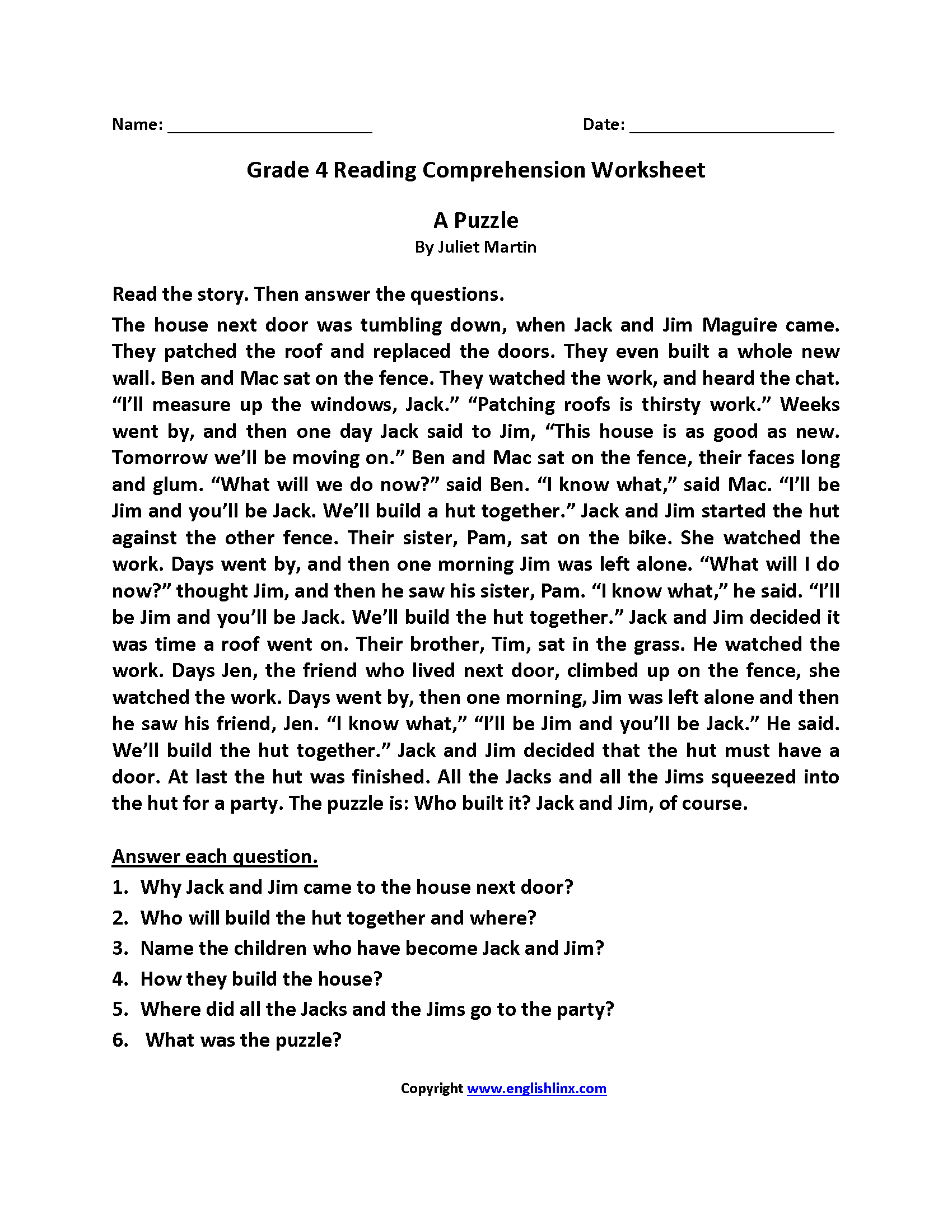 Fourth Grade Reading Worksheets Improve Fluency Comprehension Fourth Grade Reading Worksheets Improve Fluency Comprehension