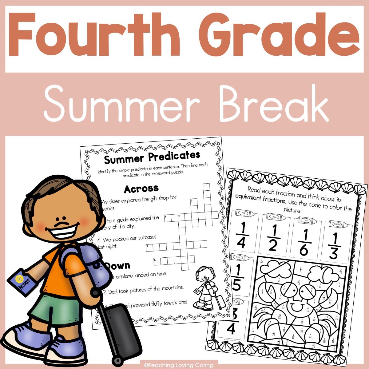 Fourth Grade Summer Break Packet No Prep Printable Worksheets For Early Finishers Independent Work ELA And Math Activities Etsy