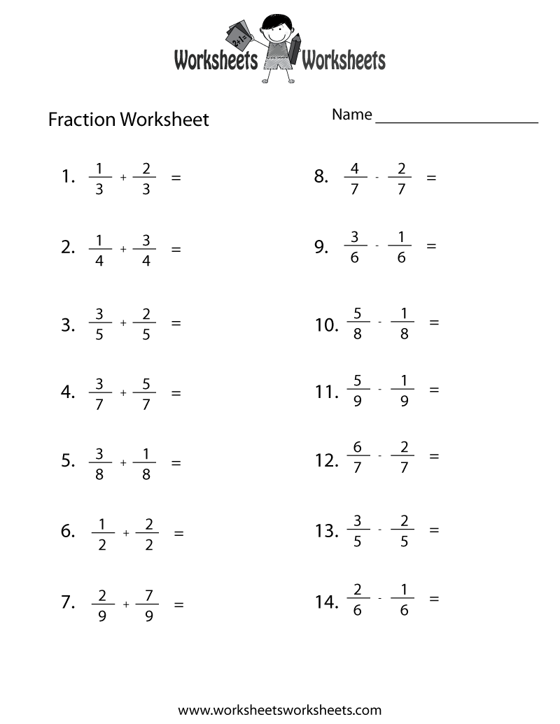 Free Printable Beginning Fractions Worksheets