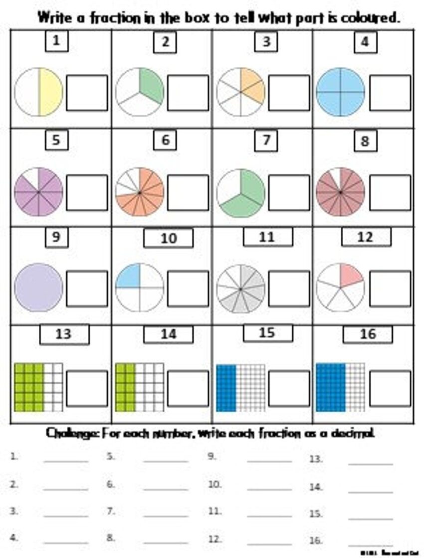 Fractions Math Worksheets Grade 4th 5th 6th Etsy New Zealand