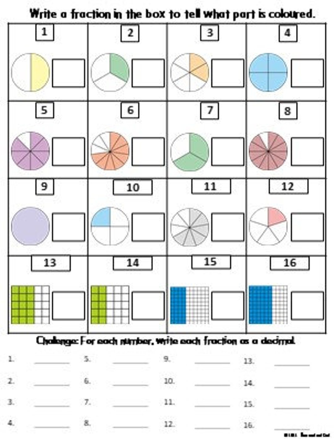 Fractions Math Worksheets Grade 4th 5th 6th Etsy New Zealand