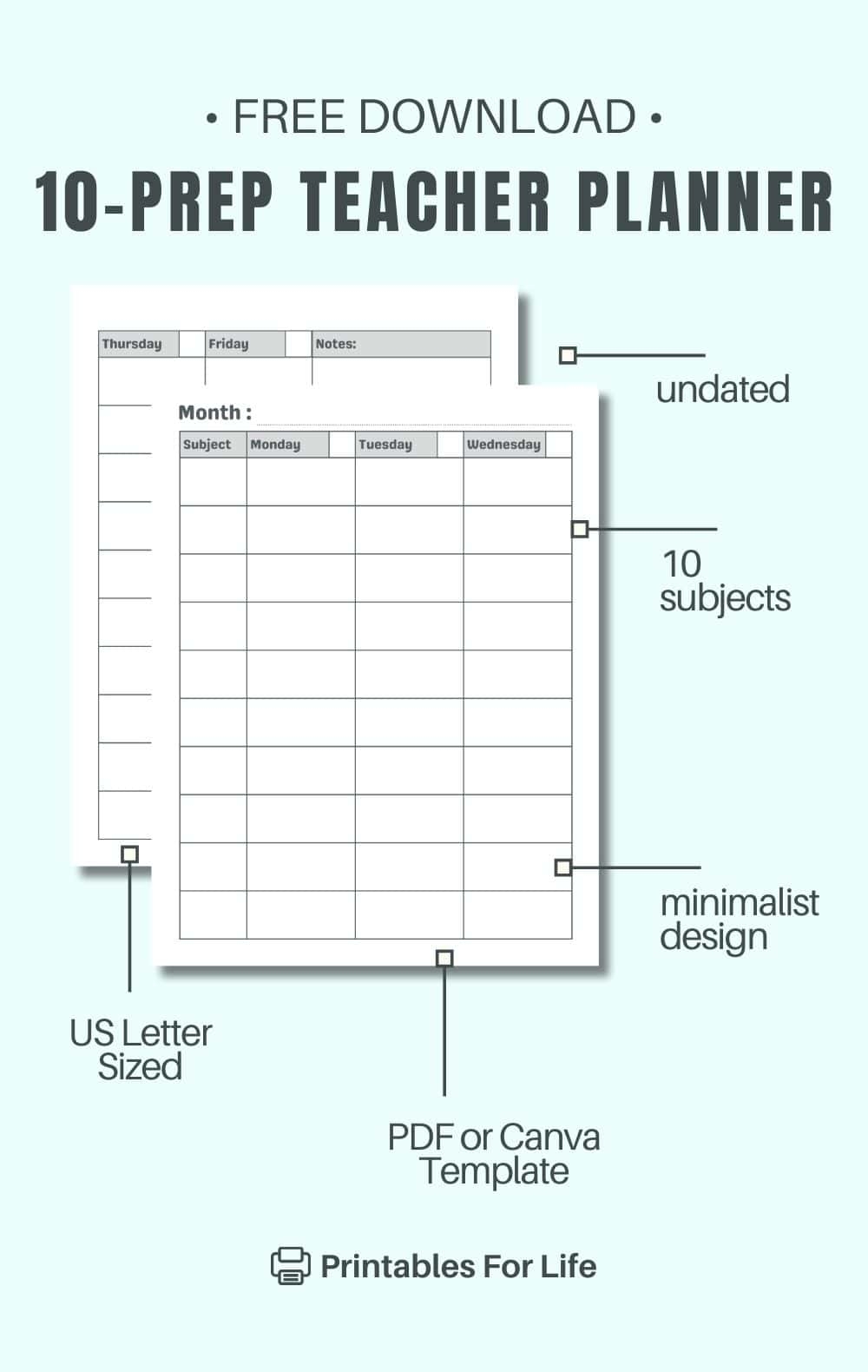Free 10 Subject Teacher Lesson Plan Template