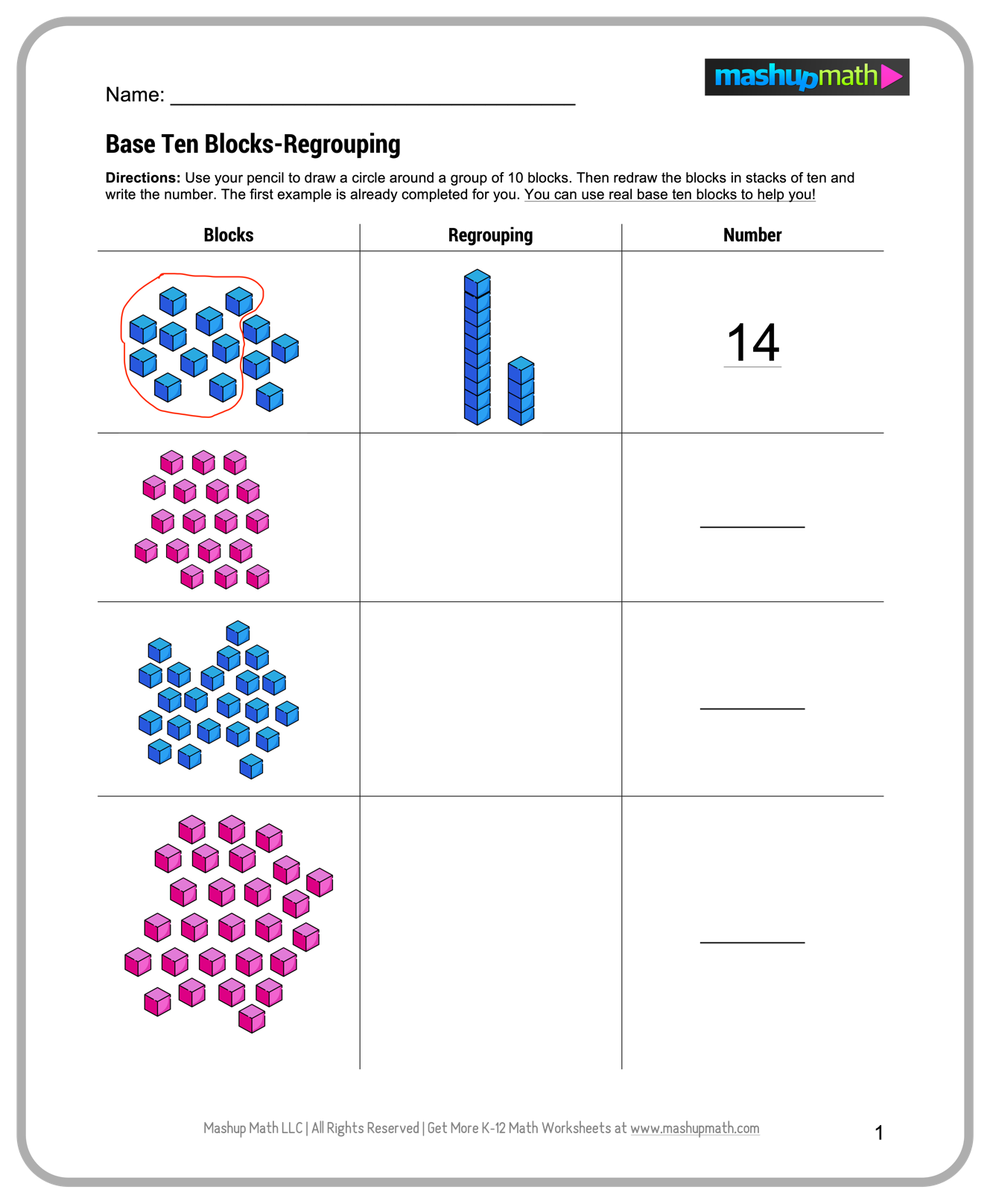 Printable First Grade Math Worksheets Pdf