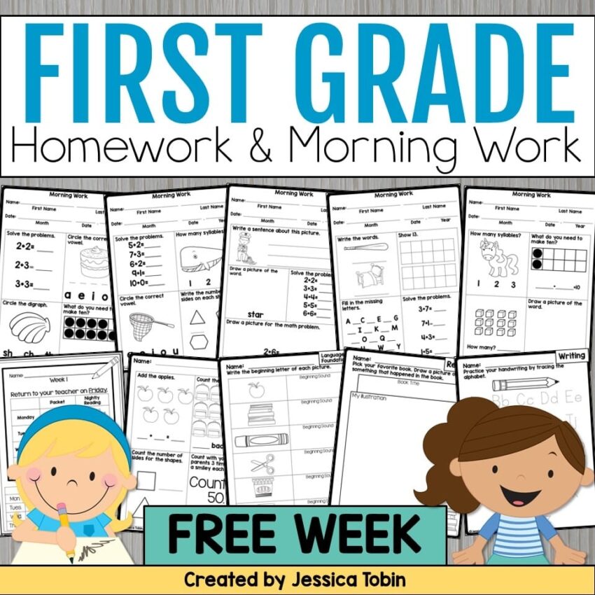 Free 1st Grade Morning Work Homework