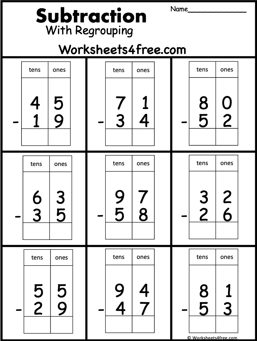 Free Subtraction Printable Worksheets Free Subtraction Printable Worksheets