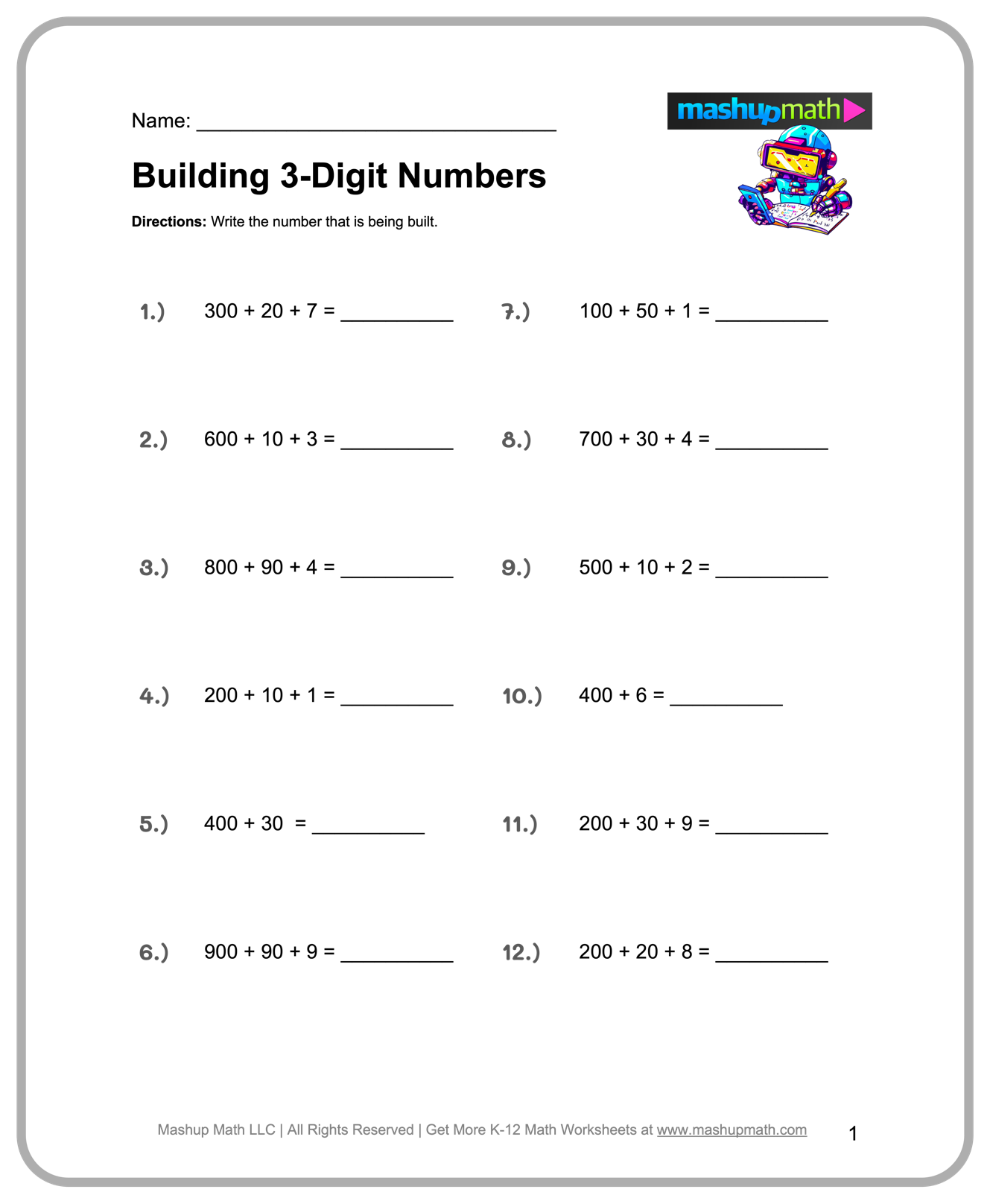 3rd Grade Free Math Worksheets