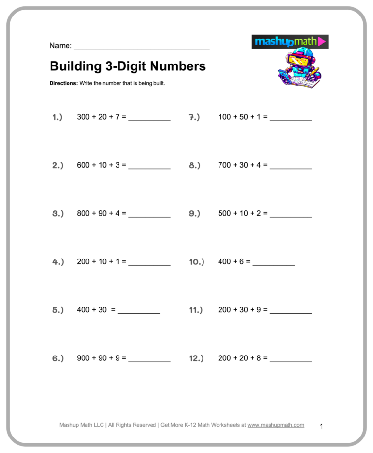Free 3rd Grade Math Worksheets Printable W Answers Mashup Math