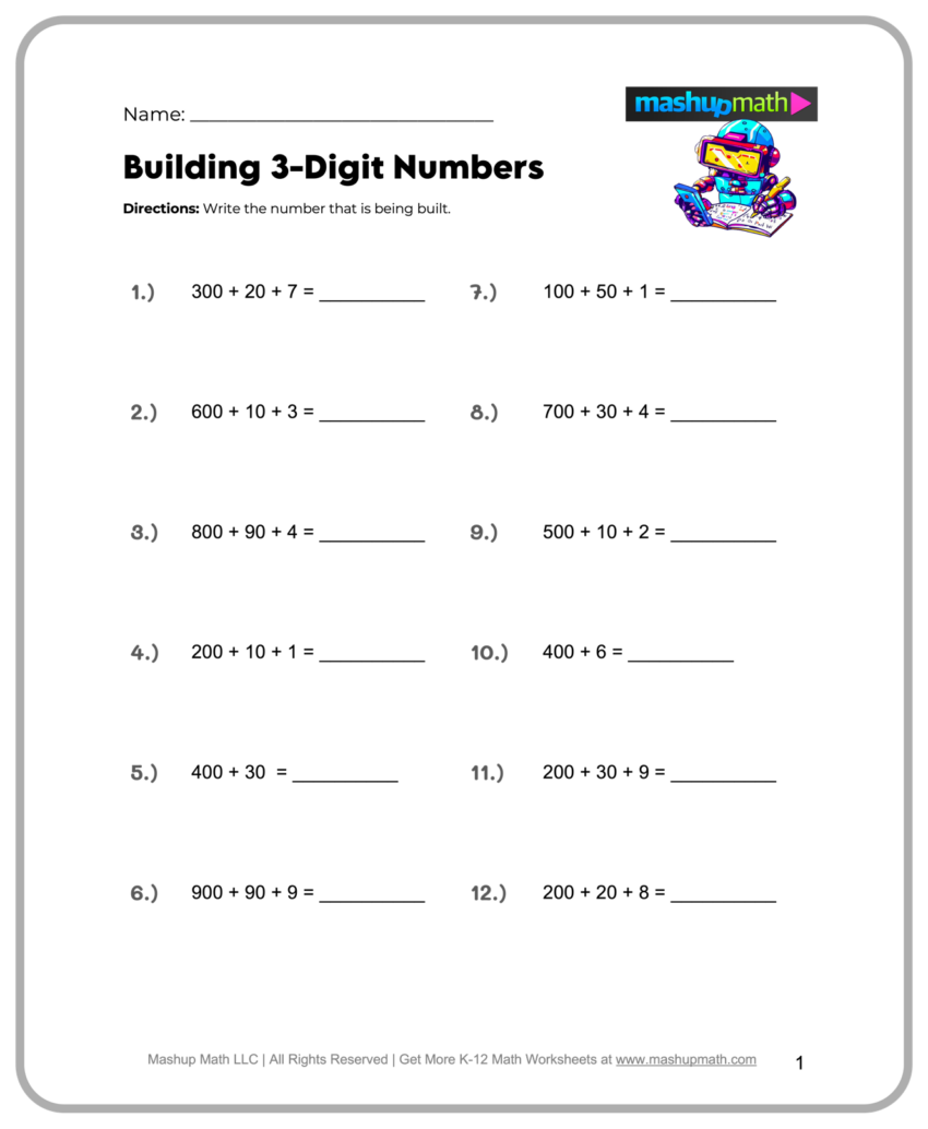 Free 4th Grade Math Worksheets Printable Mashup Math