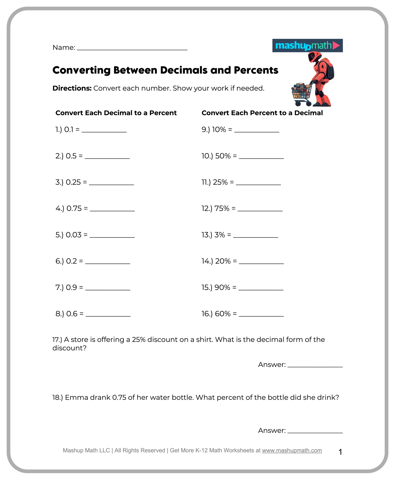 Free 6th Grade Math Worksheets Online