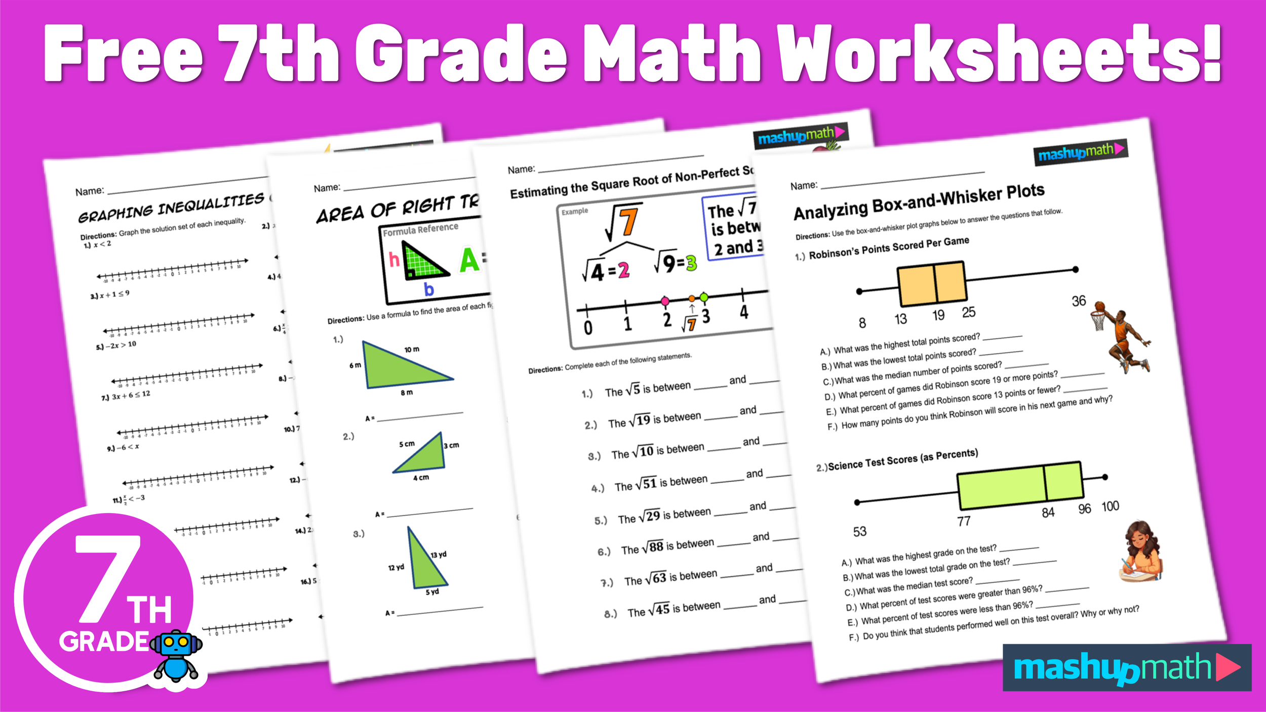 Free 7th Grade Math Worksheets Printable W Answers Mashup Math Free 7th Grade Math Worksheets Printable W Answers Mashup Math