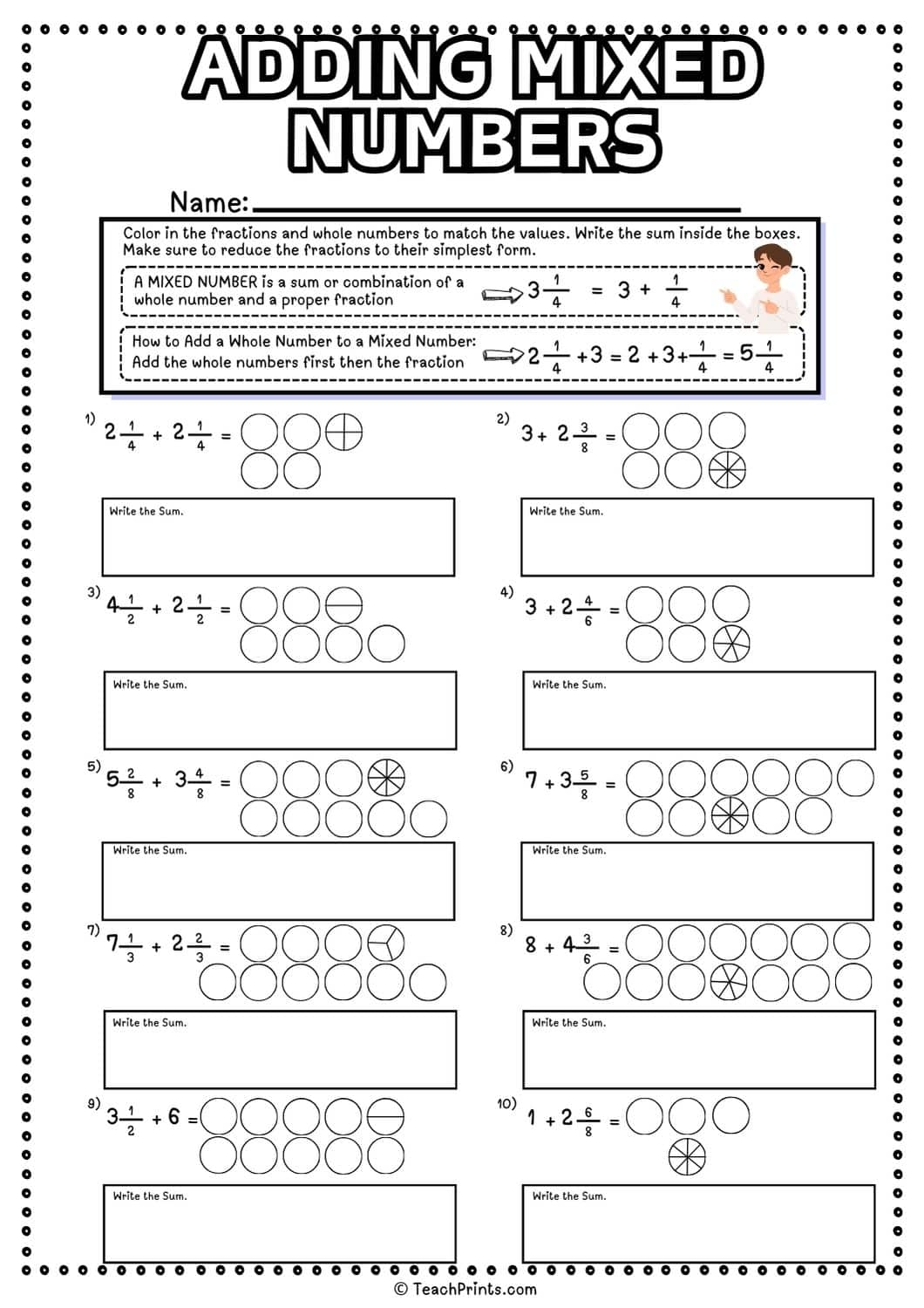 Free Adding Mixed Numbers Worksheets Teach Prints Free Adding Mixed Numbers Worksheets Teach Prints