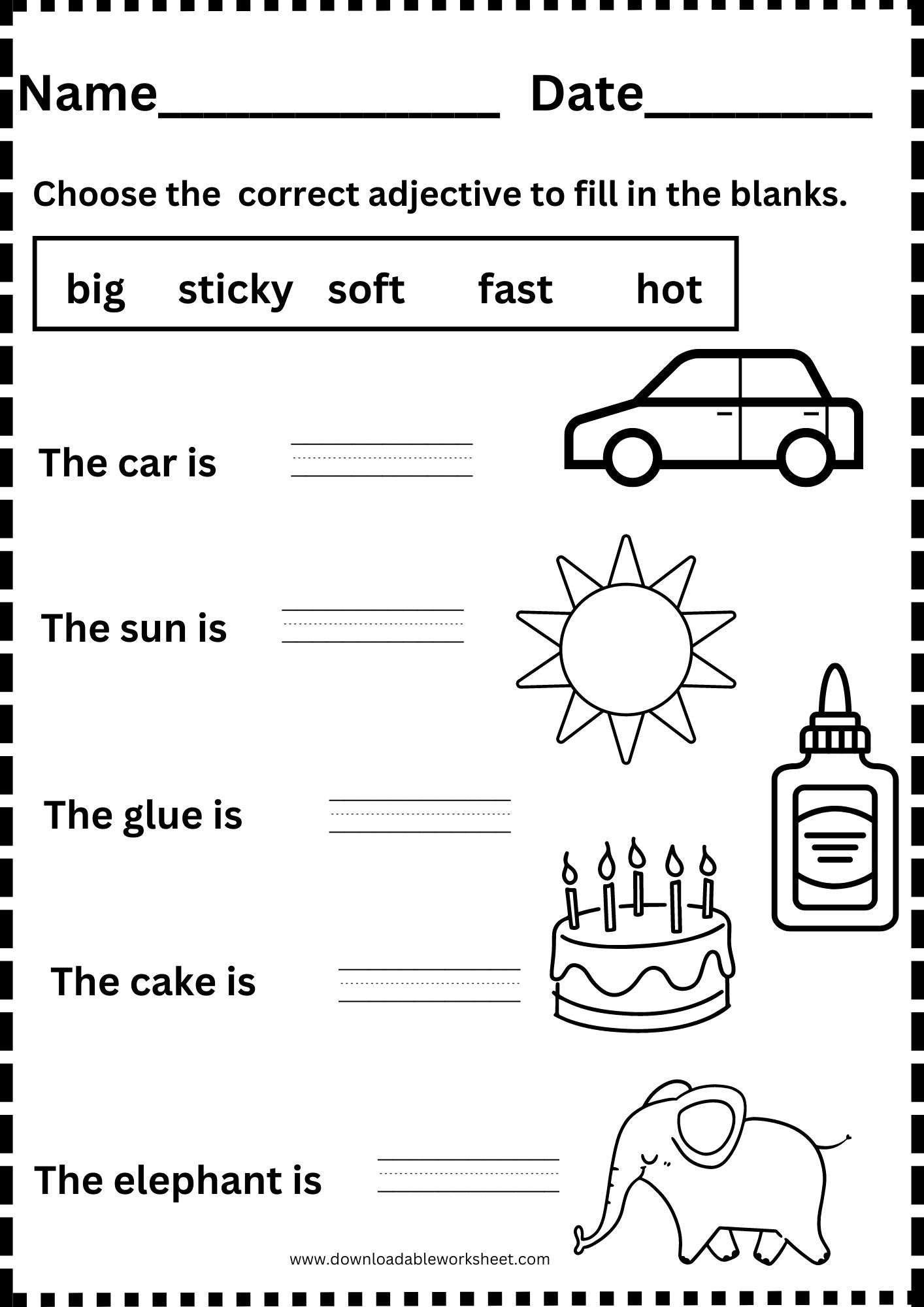 Describing Words Worksheets For Kindergarten