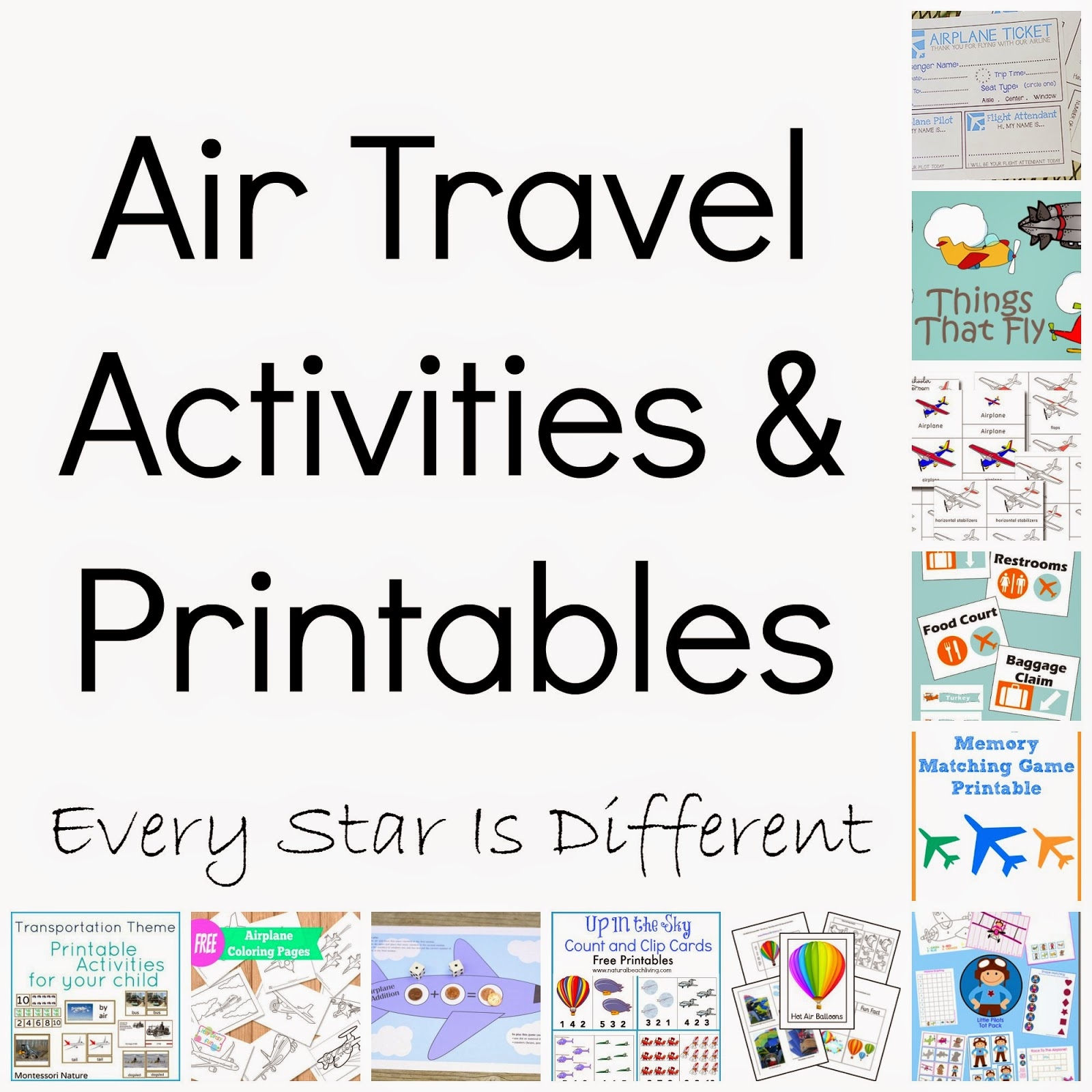 FREE Air Travel Activities Printables Every Star Is Different