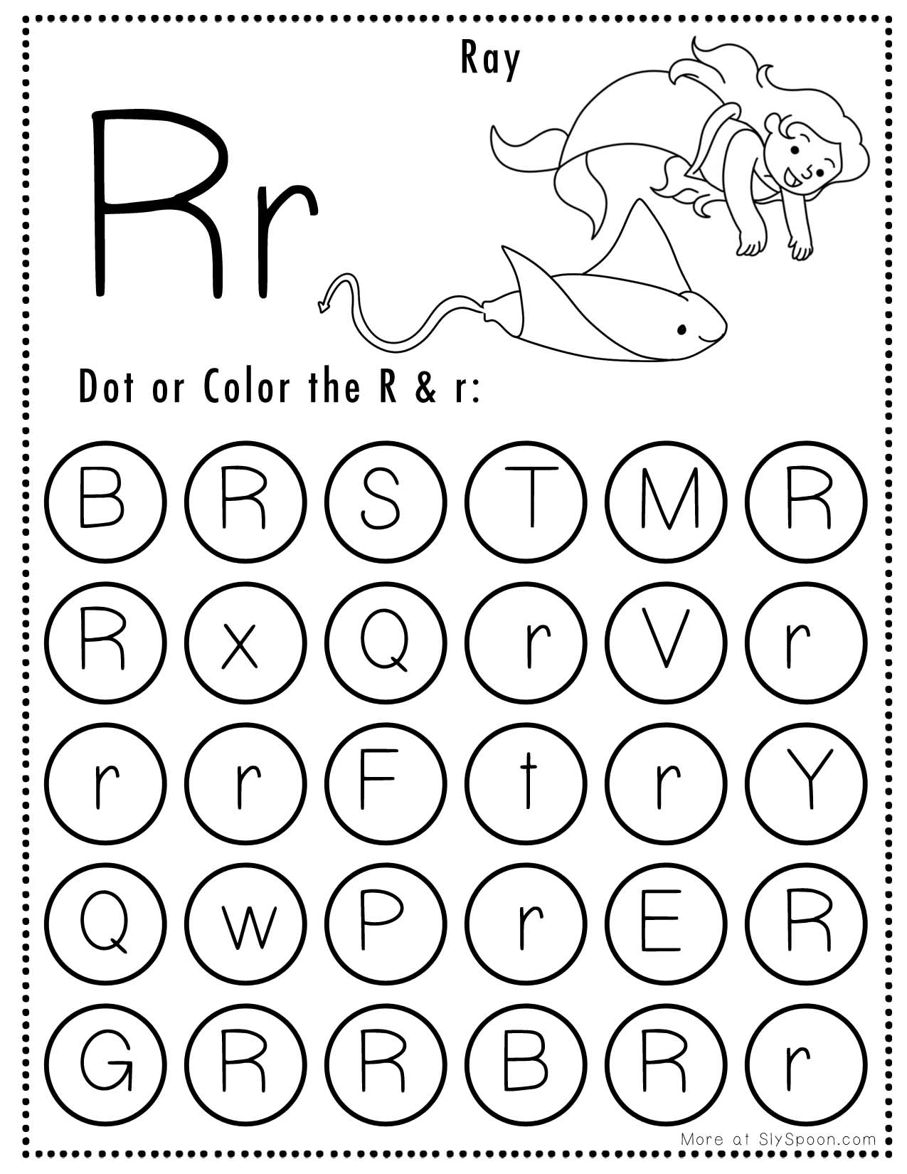 Free Alphabet Do A Dot Printables Worksheets Letter R Mermaid 