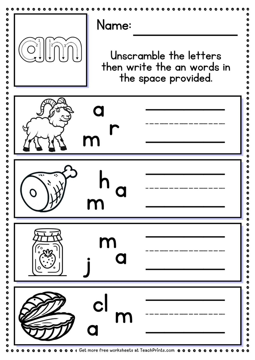 Free am Word Family Worksheets Teach Prints Free am Word Family Worksheets Teach Prints