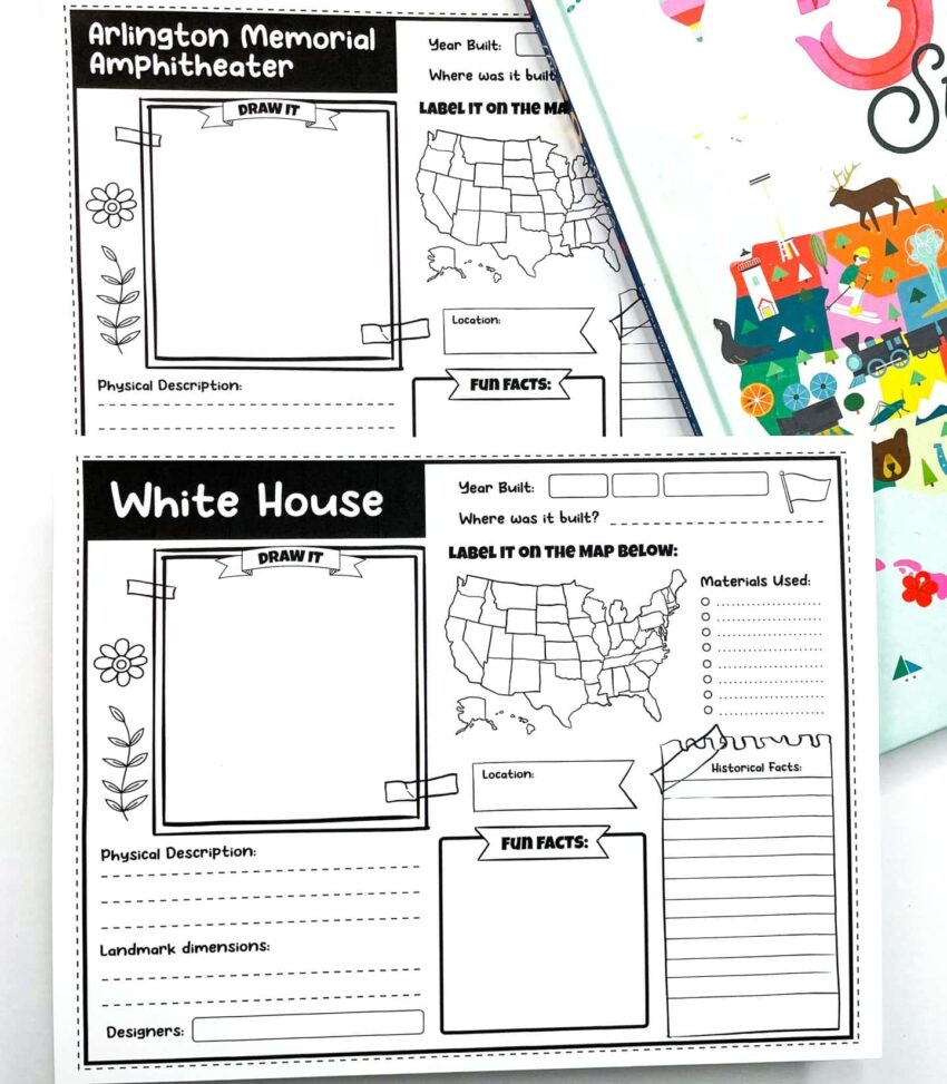 Free American Landmarks Worksheets