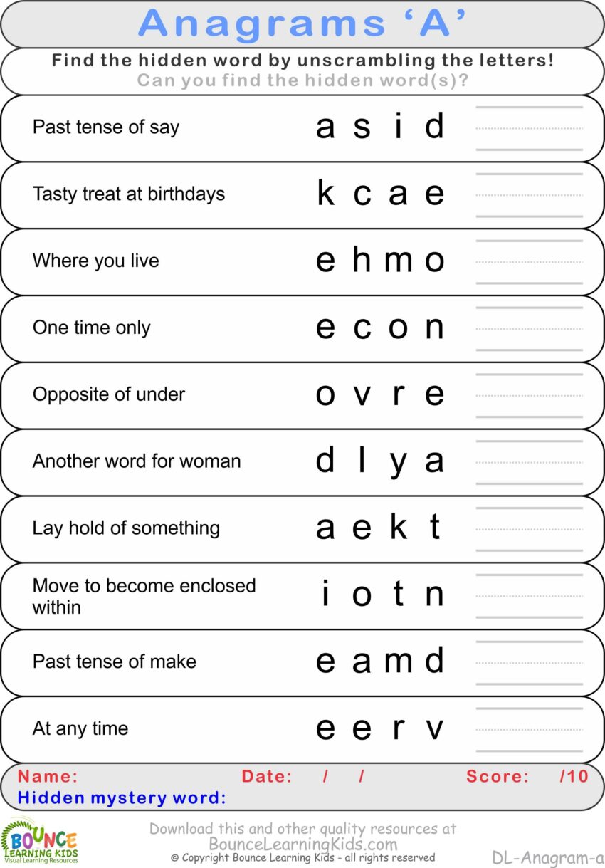 Free Anagram Worksheet Download Free Anagram Worksheet Png Images Free Worksheets On Clipart Library