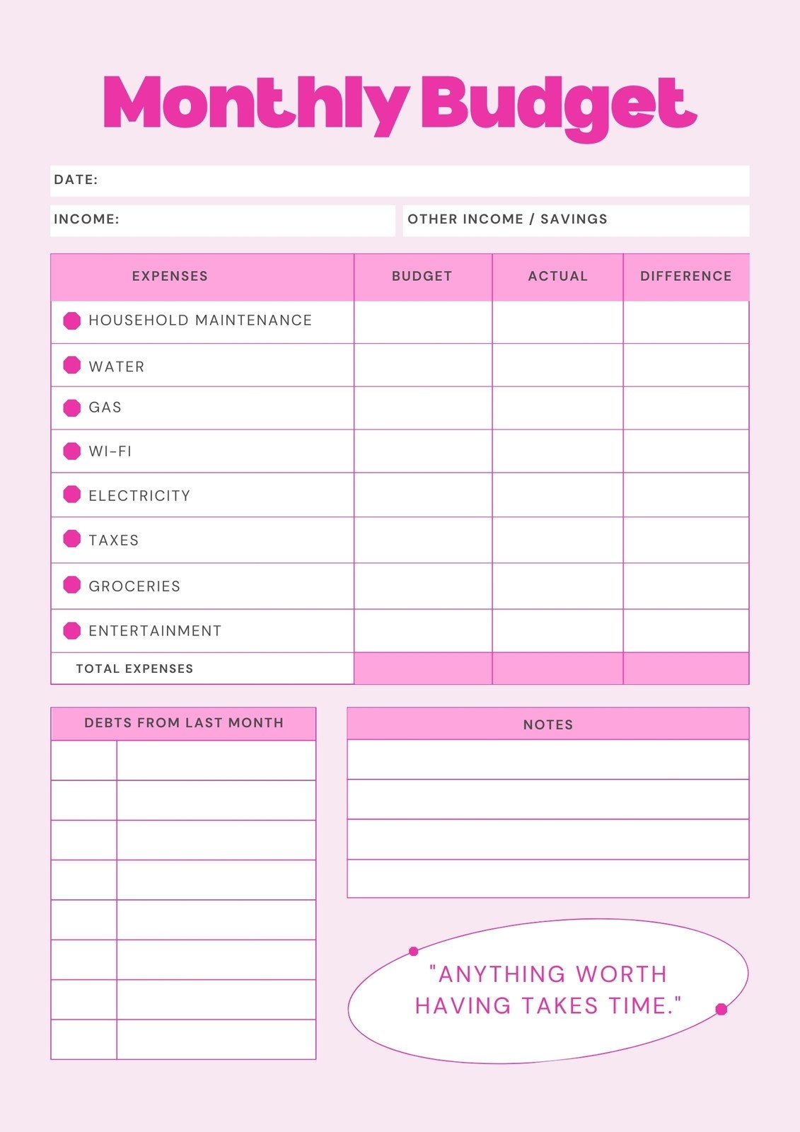 Budget Worksheet Templates Printable Budget Worksheet Templates Printable