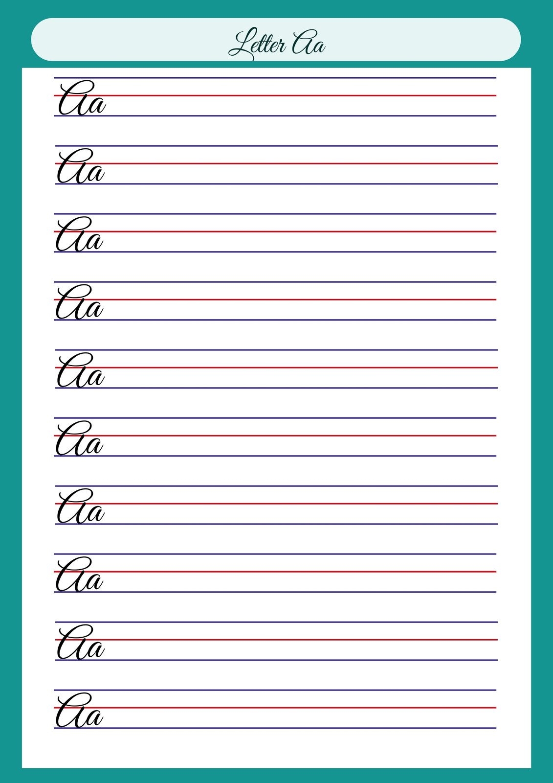 Alphabet Cursive Tracing Worksheets