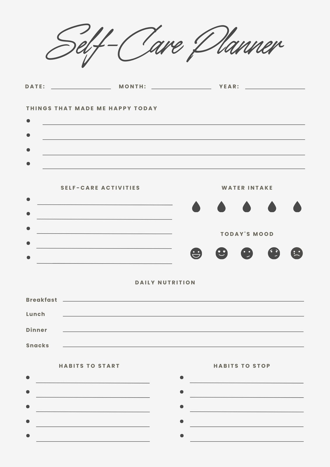 Printable Self-Care Activity Worksheets Printable Self-Care Activity Worksheets