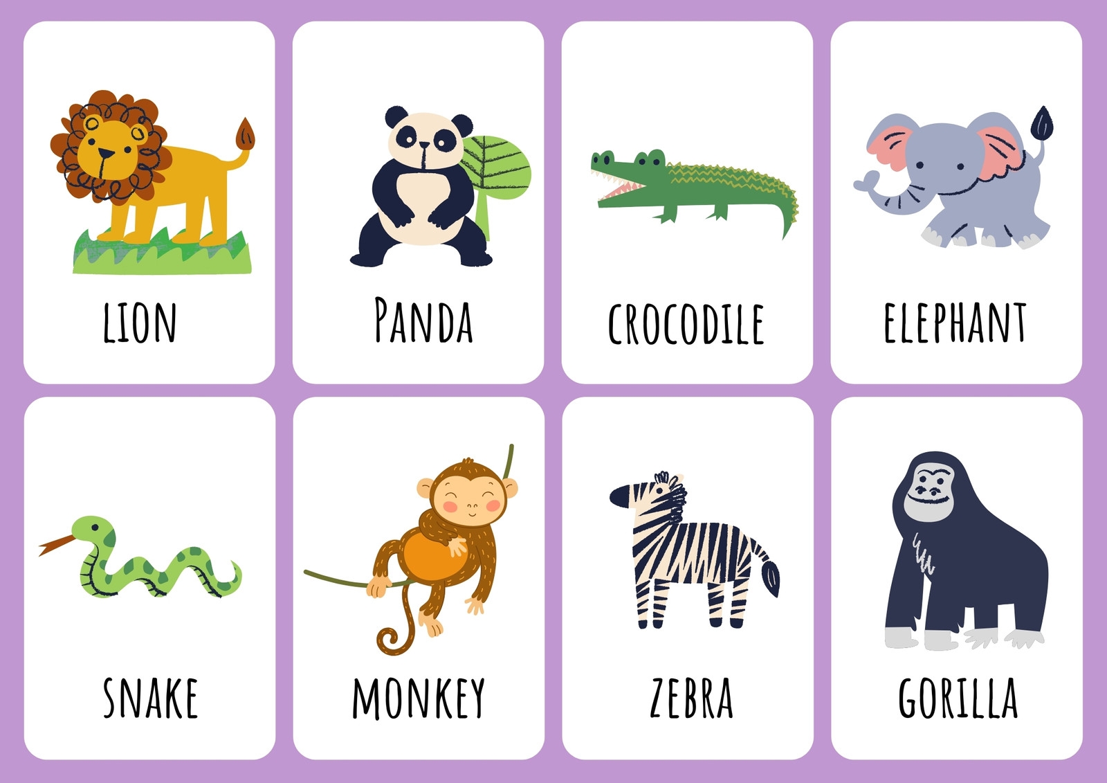 Free Animal Flashcards To Customize And Print Canva Free Animal Flashcards To Customize And Print Canva