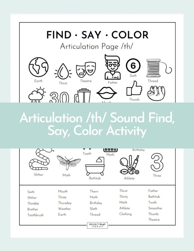 Free Articulation Games For Speech Therapy TH Sound
