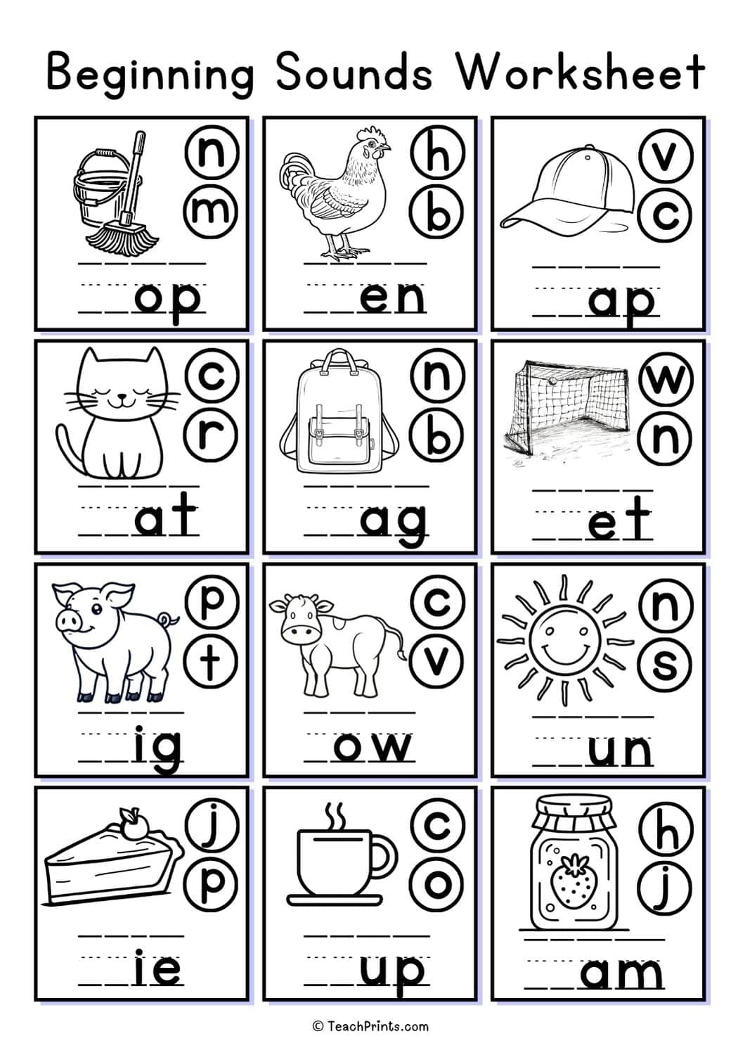 Free Beginning Sounds Worksheets Teach Prints Free Beginning Sounds Worksheets Teach Prints