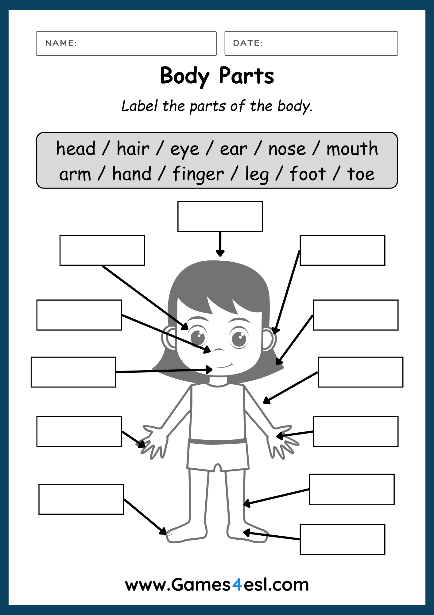 Body Parts Worksheet Printable Body Parts Worksheet Printable