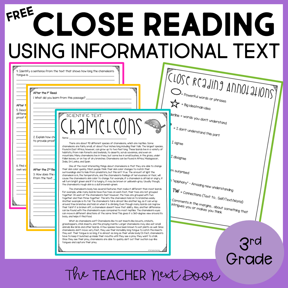 FREE Close Reading Using Informational Text For 3rd Grade The Teacher Next Door FREE Close Reading Using Informational Text For 3rd Grade The Teacher Next Door