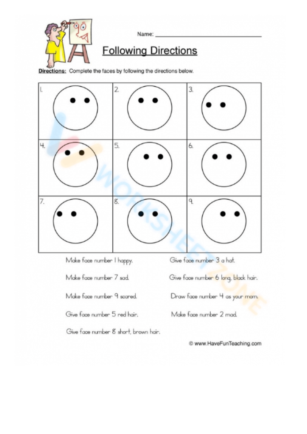 Free Printable Following Written Directions Worksheets