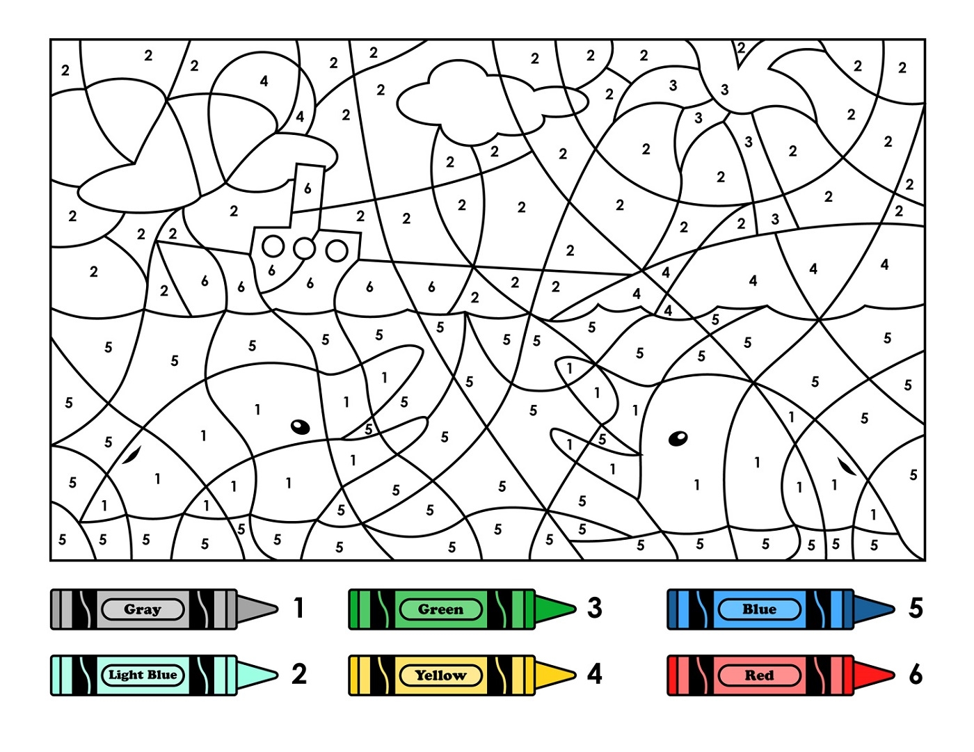 Free Color By Number Printables For Kids Worksheets Library