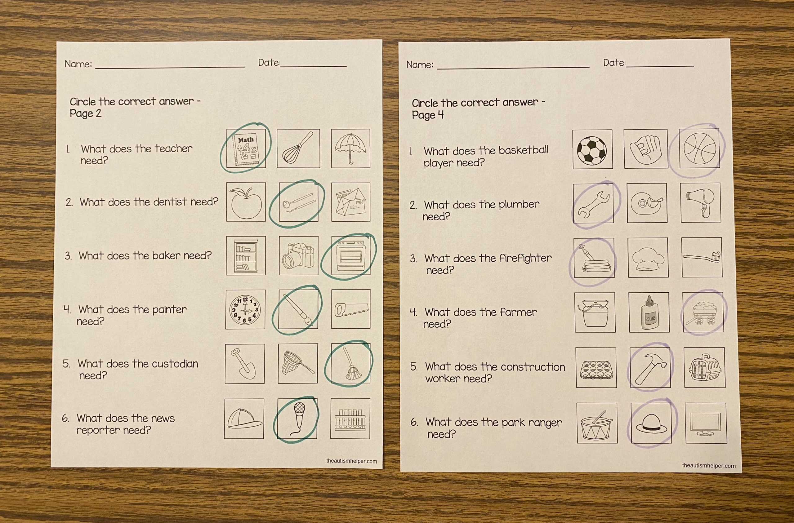 Free Community Helper Worksheets The Autism Helper