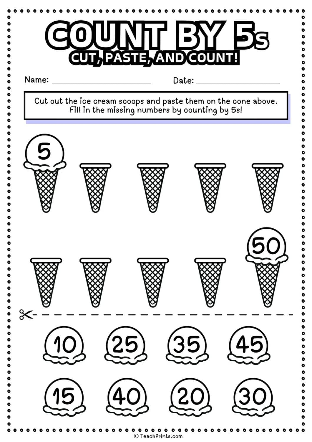 Free Count By 5s Worksheets Teach Prints Free Count By 5s Worksheets Teach Prints