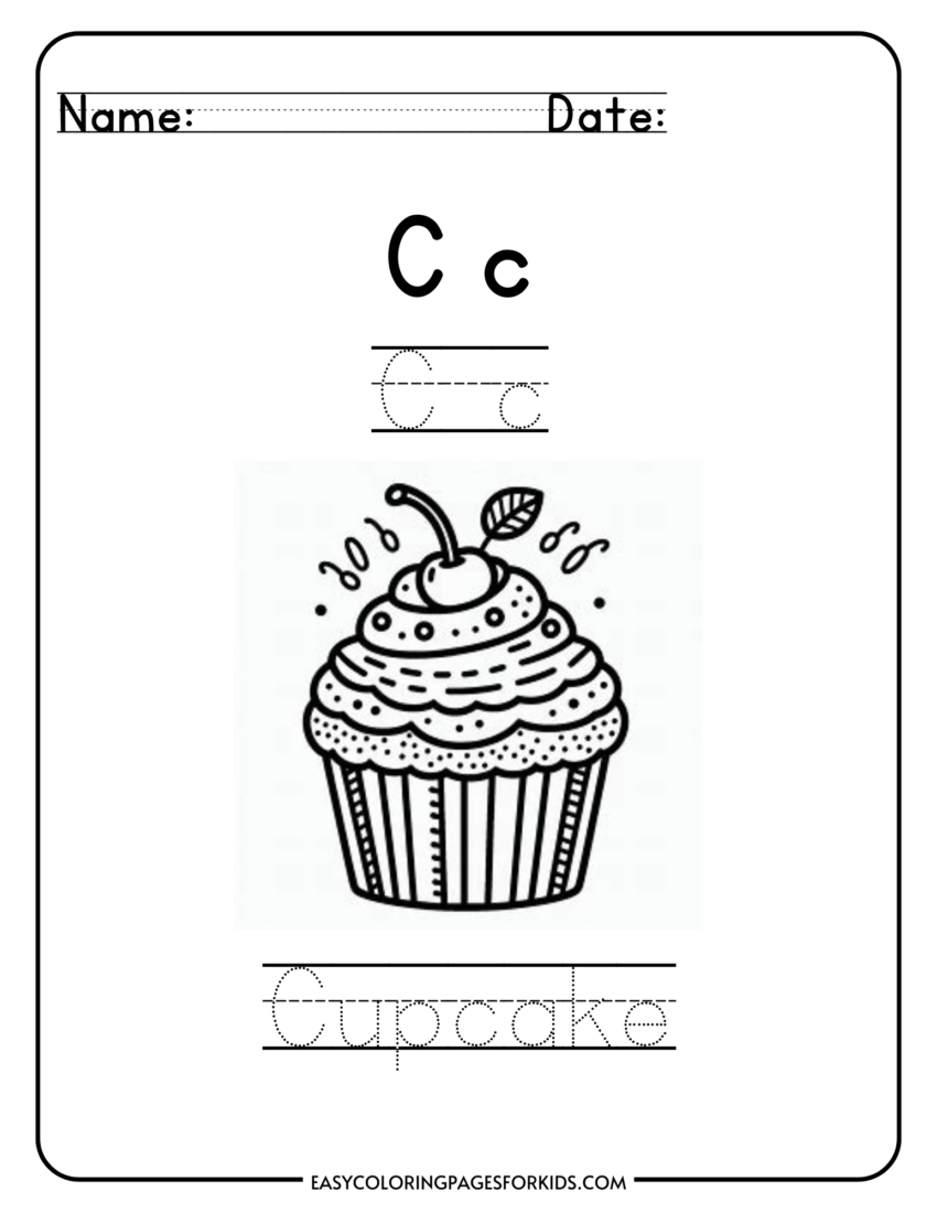 Free Cupcake Worksheets For Kids Easy Coloring Pages For Kids