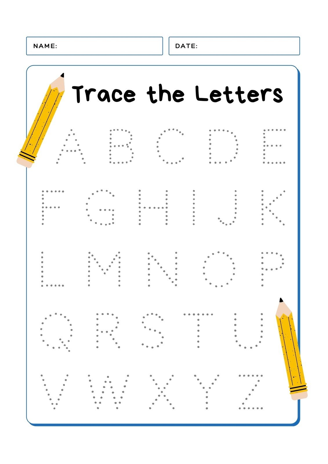 Printable Dotted Handwriting Worksheets