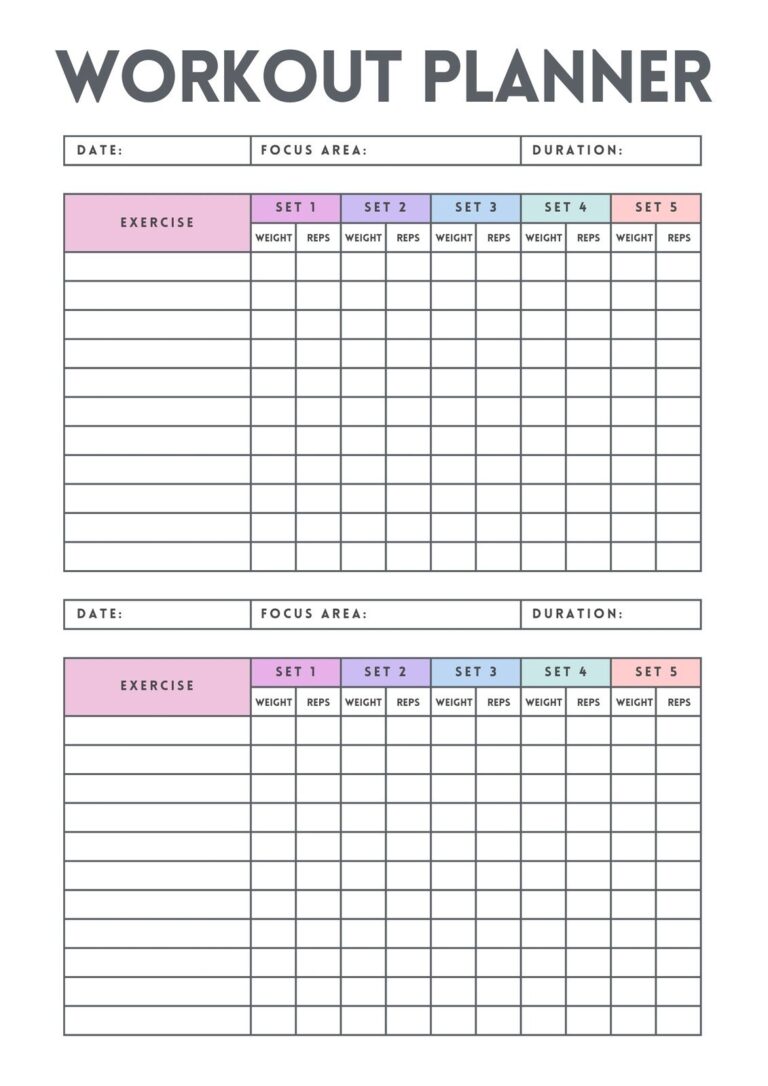 Free Custom Printable Workout Planner Templates Online Canva