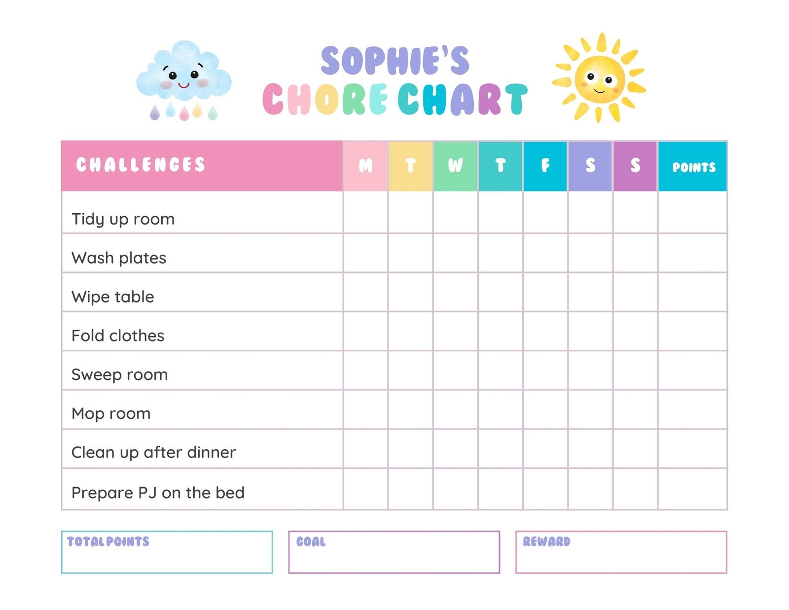 Printable Responsibility Chart For Preschoolers Printable Responsibility Chart For Preschoolers
